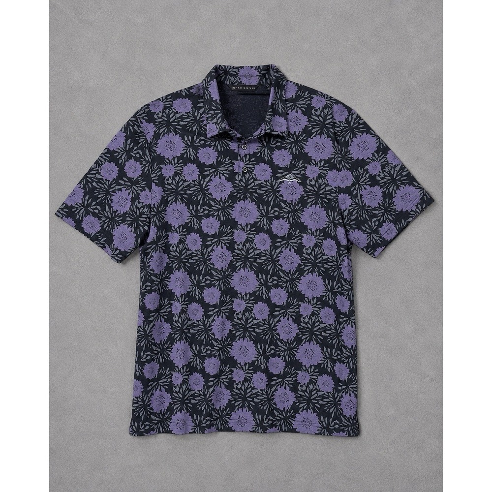 Travis Matthew "Not Happening" Mens XL Purple/Black Floral Golf Polo Hawaiian